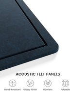 Fluxynara Large Bulletin Board, 47.2" x 35.4" Cork Board Alternative with 24 Safe Removable Adhesive Tabs, Foldable Felt Pin Board for Home Office, Classroom, Bedroom,Entryway for Walls—Carbon Blue