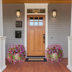 Artificial Hanging Flowers for Outdoors Spring Decoration, 2PCS Silk Fake Daisy Realistic Outdoor Flowers UV Resistant Porch Patio Window Yard Decor(Light Purple Red)