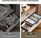 DIMJ Drawer Organizer Clothes Set of 8, Foldable Closet Drawer Organizer, Underwear Drawer Box, Fabric Drawer Dividers for Baby Clothes, Socks, Belt, Tie (Grey)