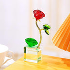 YWHL 55th Wedding Anniversary Rose Gifts for Parents Grandparents, 55 Years Happy for Couples, Crystal Rose Figurine with Emerale Diamond, Valentines Day Present for Her Him