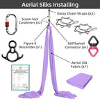 PRIOR FITNESS Aerial Silks Set, Professional Thicker Low Stretch Fabric 9/15/20 Yards Aerial Silk Swing Set with Hardware Guide, Yoga Starter Kit For Home, Aerial Yoga Hammock, Silks for Gymnastics, Antigravity Yoga, Inversion Exercise-All Levels