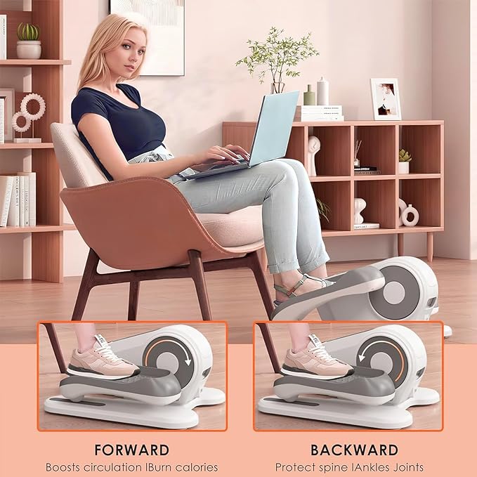 Under Desk Elliptical Machine for Seniors – Compact, Quiet & Portable Mini Leg Pedal Exerciser with Adjustable Speed and LED Display for Home and Office Workouts