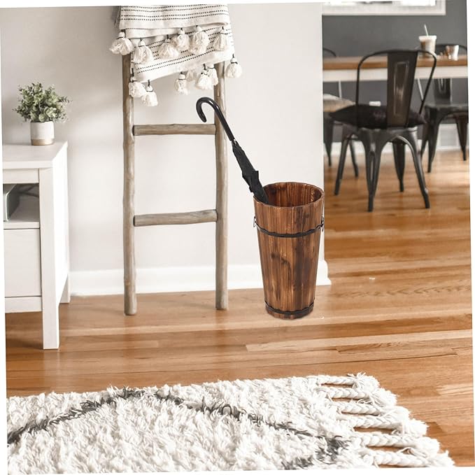 Cabilock Wooden Umbrella Stand for Entryway Rain Umbrella Storage Bucket Basket Outdoor Storage Rack for