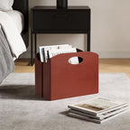 EZDeco PU Leather Magazine Holder, Magazine Rack Floor, Magazine Storage Basket & Vinyl Record Holder, File Folder Organizer for 12 inch LP Albums, Magazines, Books, Newspapers (brown)