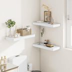 Vivelove 24/36/48/16 Inch Floating Shelves for Wall, 12 Deep Shelves for Room Wall Mounted, 2" Thick Floating Shelf for Living Room Bedroom Bathroom Kitchen Laundry Room, Set of 2 White