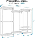 VIPEK V5 Portable Closet Wardrobe Heavy Duty Clothes Rack, Freestanding Clothing Racks with 4 Hang Rods & 8 Shelves, Adjustable Custom Closet Racks, 68.9" L x 15.7" W x 76.4" H, Max Load 800LBS, White