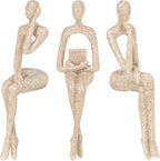 BMLCGJ Thinker Statue Gold Decor Abstract Art Sculpture, Golden Resin Collectible Figurines for Home Living Room Office Shelf Decoration,Great Gifts Ideas (Sitting Posture-Sandstone)