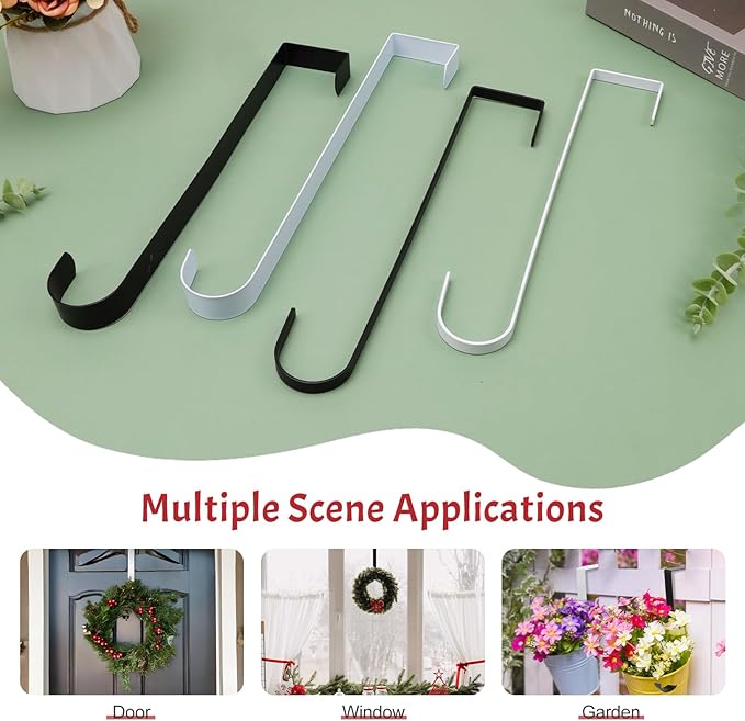 12 in Wreath Hanger for Front Door White Wreath Hangers Over The Door Hanger Hook Wreaths Holder Christmas Easter Halloween Fall Hanging Wreaths Hook Decorative Wide