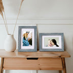 Egofine 4x6 Picture Frames Set of 4, Made of Solid Wood Covered by Plexiglass 3x4.5 and 3.5x5 with Mat or 4x6 without Mat, for Table Top Display and Wall Mounting Photo Frame, Rustic Blue