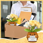 Wavwavw Coworker Leaving Gifts for Women Men, Positive Flower Doll Crochet with Card Funny Farewell Going Away Goodbye Gifts for Coworkers Employee Teacher Friends Retirement(Lovely Style)