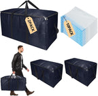 Extra Large Storage Bags Set Heavy Duty Moving Totes with Handles, Waterproof Dual-Durable Storage Totes For Space-Saving Moves, (Dark Blue, 12 Park-2 Moving bag & 10 Vacuum Seal Bags)