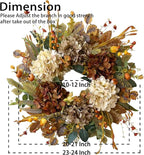 WANNA-CUL 24 Inch Fall Spring Wreaths for Front Door with Hydrangea,Little Pumpkins-Fall Decorations for Home,Fall Door Wreath Decor for Summer,Autumn,Harvest, Halloween or Thanksgiving
