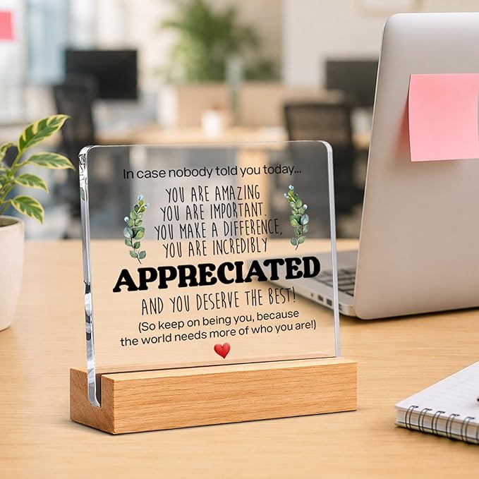 Thank You & Appreciation Gifts Bulk for Coworkers, Friends, Women and Men, Inspirational Gift Ideas, Motivational Desk Decor for Office Home, 4 x 4 Inches, Set of 2