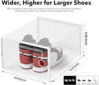 Kuject XX-Large Shoe Storage Boxes Organizers Clear Plastic Stackable 12 Pack, Shoe Rack & Holder Substitute, Sneaker Containers, Toy Storage Organizer Bins for Entryway, Closet, Under Bed, White