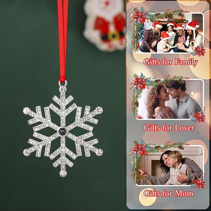 Set of 3 Christmas Hanging Ornaments - Silver Snowflake Star Pawprint Christmas Tree Decor for Xmas Tree Gift Decorative Hanging Ornaments Hanging Pendants (3, Silver Snowflake)