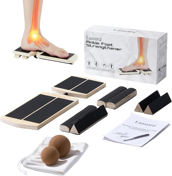 Foot & Ankle Strengthener Kit – Ankle Balance Board for Strength, Stability, Mobility & Injury Recovery – Complete Set with Beginner & Advanced Bars, 2 sizes Cork Balls, Manual & Carry Bag