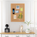 Cork Board Bulletin Board 18" x 24", Wood Framed Corkboards for Wall Decor, Hanging Office Message Board, Large Wall Mounted Notice Pin Board with 15 Push Pins for School, Home & Office