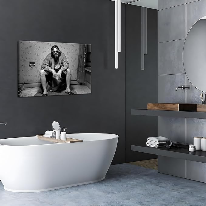 Funny Bathroom Wall Decor for Room Aesthetics - 90s Movie Posters Black and White Wall Art, Toilet Humour Amusing Cool Wall Art Funny Bathroom Signs 16x24 in