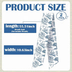 Blue French Toile Sash for Wreaths - 2 Pcs Rustic Wreath Sashes for Front Door Kitchen Cabinet, Wreath Sash for Monogram Embroidery Farmhouse Home Decor