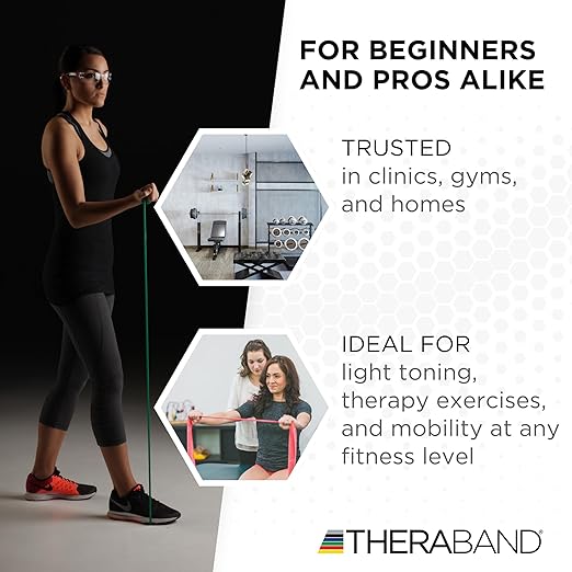 THERABAND Professional Resistance Band, Green Level 3 Heavy, 5 ft Exercise Band for Physical Therapy, Strength Training, Upper and Lower Body Workouts, Yoga and Pilates