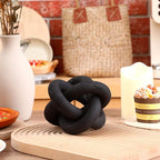 Yalikop 3 Link Wood Knot Decor Rustic Home Décor Accents Hand Carved Coffee Table Decoration, Boho Chain Link Decoration, Modern Shelf, Rustic Objects for Home Living Room Bedroom(Black)