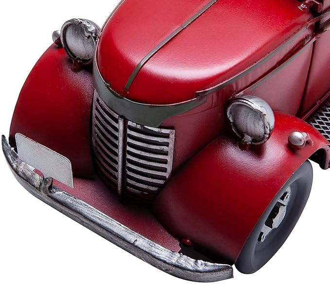 SOFFEE DESIGN 12'' Iron Classic Red Truck Pick-up Model Collectible Vehicle Decoration, Collectible Figurine Home Décor Desktop Car Accessory Christmas Decor Car Display Wine Holder