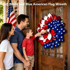 4th of July Decorations Outdoor Patriotic Wreaths for Front Door 250th Anniversary Decorations Red White and Blue American Flag Wreath (Red White and Blue American Flag)