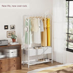 SINGAYE Clothes Garment Coat Rack Drying Clothing Racks Metal Freestanding for Hanging Clothes Portable Closet for Laundry Bedroom White