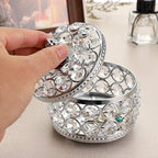 Hipiwe Crystal Mirrored Jewelry Box Jewelry Trinket Organizer Box Home Decor Ring Earrings Necklace Storage Holder Keepsake Box
