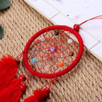 Red Small Dream Catcher with Feathers Wall Hanging Ornament Indian Style Decoration Wind Chimes for Car Home Wall Decor Home and Kitchen