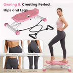 DlandHome Balance Board, Rock Stepper with 2 Resistance Bands & Lcd Monitor, Simulate Ski Machine for Exercise at Home, Ski Balance Trainer for Full Body, 265lbs Weight Capacity