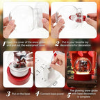 Irenare 12 Pcs 3.9 Inch DIY Snow Globe Kit, 6 Make Your Own Snow Globe Craft 6 LED Light Wood Base Clear Plastic Dome for Wedding Engagement Bridal Shower Decor Anniversary Wife Gift