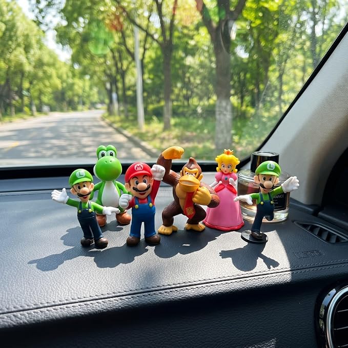 18 Pcs Mario Figurines Set, Mario Mini Collection Figures, Ideal for Cake Toppers & Party Scene Decor