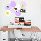 8 Pcs Hexagon Felt Cork Bulletin Board Tiles, Self Adhesive DIY Bulletin Board Pin Board for Office School Home Wall Decor Memos Photos Display(Purple & Pink)