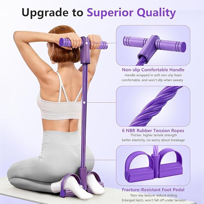 Pedal Resistance Band with Handle, 6-Tube Foot Pedal Resistance Band for Home Workout, Multifunction Pedal Puller Resistance Band for Abdomen, Waist, Arms & Legs