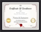 KTKDE 8.5 by 11 Picture Frame Black, Picture Frames 8.5 x 11frame with Shatter Resistant Plexiglass for Wall Mounting Display Horizontally or Vertically Hanging, Diploma Certificate Frames 8.5 x 11