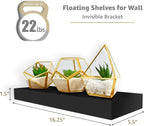 Sorbus Floating Shelves for Wall – 16 Inch Floating Shelf for Kitchen, Bedroom, Living Room, Bathroom, Home & Wall Decor - Mounted Bathroom Shelves with Invisible Brackets (Black, 4 Pack)