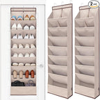 STORAGE MANIAC Over the Door Shoe Organizer Heavy-Duty Large Deep Pocket Hanging Shoe Organizer Shoe Rack Door Closet Shoe Organizer for Wall, Dorm & Narrow Door Storage Shoe Holder Oat Beige, 2 Pack
