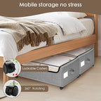 Under Bed Storage with Wheels, 2-Pack Under the Bed Storage Containers with Clear Lids & Label, Underbed Storage Bins, XXXL 85L 11 inches Rolling Metal Drawer for Clothes, Shoes, Toys, Books - Gray