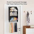 Over the Door Hat Rack - 3-Layer Design Hat Organizer Holds 30-36 Hats with 10 Hooks, Ideal Hat Rack for Door, Over the Door Organizer for Closet, Apartment, Bedroom, Dorm, 2 Pack, Black