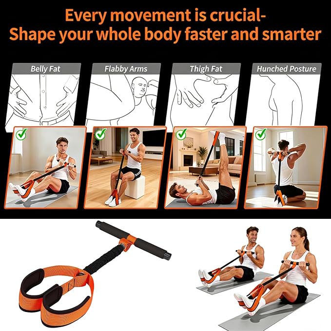 2026 New Pedal Resistance Band with Handle, Natural Rubber Foot Pedal Resistance Bands, Multifunction Fitness Bands for Abdomen, Waist, Arm, Leg (53 LBS)