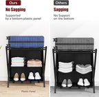 aboxoo 2 Pack Luggage Rack with storage, Guest Room Folding Suitcase Stands, Holds up to 120 lb, Space Saving Suitcase Holders for guest room, Bedroom Hotel, Black