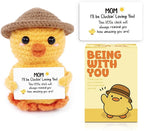 Valentines Gifts for Mom, Handmade Crochet Emotional Support Chicken, Birthday Gifts for Mom, Women, Mother in Law, Cute Chicken Desk Decor, Funny I Love You Stocking Stuffers for Moms