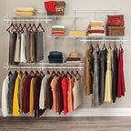 ClosetMaid ShelfTrack Wire Closet Organizer System, Adjustable from 5 to 8 Ft., With Shelves, Clothes Rods, Hardware, Durable Steel, White