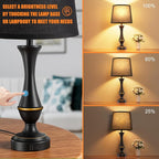 Seealle Upgraded Touch Lamps for Night Stands Set of 2 - Bedside Lamps with USB C+A, 3 Way Dimmable for Bedroom Living Room End Tables Office (Black)