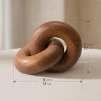 EOSAHR Decorative Pine Wood Knot Decor – Farmhouse 2-Link Wooden Chain Link Decor for Coffee Table, Side Table & Book Shelf – Simple Modern Home Décor Accents for Spaces (Brown)
