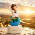 Angel of Peace Figurine Music Box,Handcrafted Resin Angel Statue with Dove & Flowers,Plays Amazing Grace Tune,Christian Religious Gift for Home Décor,Sympathy,Christmas & Memorial,for Women,Girls