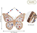 Valery Madelyn 4th of July Wreath, Patriotic Wreath for Front Door, Red White and Blue Butterfly Decor, Wooden Americana Sign for 4th of July Independence Day USA 250th Anniversary, 16 Inch