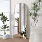 Full Length Mirror, 56"x16" Arch Floor Mirror with Stand, Gold Arched Full Body Standing or Leaning Mirror for Bedroom, Living Room
