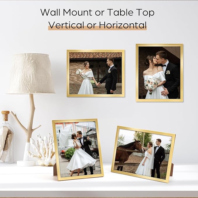 Giftgarden 8x10 Picture Frame Set of 18, Lightweight 8 by 10 Frames Bulk for Gallery Wall Photo Hanging and Tabletop Display, Gold